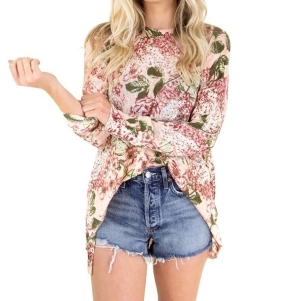 Show Me Your Mumu Bonfire Sweater Hydrangea Blooms Knit Size XS
